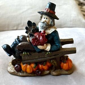 Nantucket Thanksgiving Pilgrim Figurine with Turkey